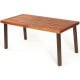 Rectangular acacia wood dining table with steel legs, featuring a waterproof surface and 2" umbrella hole, ideal for.