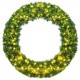 48-inch pre-lit artificial Christmas wreath with 200 warm LED lights, perfect for indoor and outdoor holiday decor.