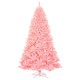 Pink 7.5 feet hinged artificial Christmas tree with full-bodied spruce design, perfect for festive decorations.