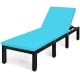 Height adjustable patio lounge chair in blue with soft cushion, made of durable PE rattan and steel, ideal for outdoor.