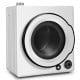 Compact electric tumble dryer with stainless steel tub, featuring 5 drying modes and a visible window for monitoring.