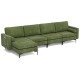 Reversible chaise of the modular army green sectional sofa, featuring USB ports and a soft back for added comfort.