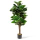 5-foot artificial fiddle leaf fig tree with realistic leaves and trunks in a decorative pot for indoor or outdoor decor.