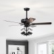 50-inch black ceiling fan light with explosion-proof glass lampshades and reversible blades for year-round comfort.