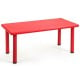 Red kids' plastic rectangular table with reinforced steel legs, ideal for daycares and home use, suitable for indoor.