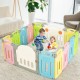Foldable 14-panel baby playpen in multicolor, featuring safe HDPE material and educational toys for secure playtime.