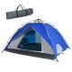 Blue 2-in-1 instant pop-up camping tent for 4 persons, waterproof with UPF 50+ protection, ideal for outdoor adventures.