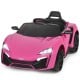 Pink 12V electric vehicle with LED lights, parental remote control, and spring suspension for smooth driving fun.