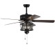 50-inch black ceiling fan with lights, reversible blades, and pull chain control, perfect for living rooms and bedrooms.