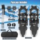 Lightweight 21-inch snowshoes with ski poles, mud and snow baskets, and carry bag for winter terrain adventures.