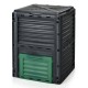 80-gallon outdoor composter with large openable lid and bottom exit door, designed for easy garden waste disposal.