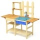 Kid's outdoor wooden pretend cook kitchen playset with plastic basin and faucet, ideal for imaginative play in the.