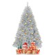 6 feet silver tinsel Christmas tree with 1036 branch tips, surrounded by wrapped gifts for festive indoor decoration.