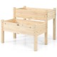 2-tier wooden elevated planter box made of fir wood with drainage holes, perfect for patio or balcony gardening.