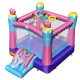Inflatable 3-in-1 Princess Theme bounce house with slide and basketball rim, ideal for kids' indoor and outdoor fun.