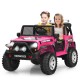 Kids enjoy riding in the pink 12V electric truck with remote control, featuring thick wheels and a safe seatbelt.