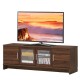 Walnut media entertainment TV stand for TVs up to 70 inches, featuring adjustable shelves and dust-proof cabinets.