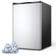 Compact 3 cubic feet upright freezer with stainless steel door and black cabinet, ideal for small spaces and easy food.