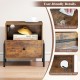 Rustic brown nightstand with charging station, spacious drawer, and cable management hole for organized storage.