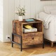 Rustic brown nightstand with charging station, spacious drawer, and open compartment for versatile storage and.