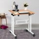 Height adjustable 2 in 1 sit-stand computer desk with a spacious surface, tilting design, and rolling wheels for easy.