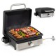 Portable 1-burner gas griddle with non-stick ceramic plate, ideal for outdoor cooking and easy cleanup.