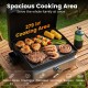 Spacious 279 in² cooking area of the 1-Burner Portable Gas Griddle with non-stick ceramic plate for outdoor grilling.