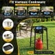 1 Burner propane stove in black with adjustable regulator and hose, perfect for outdoor cooking and camping meals.