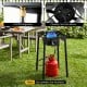 1 Burner propane stove with adjustable regulator and hose, featuring a cast iron burner for outdoor cooking and BBQ.