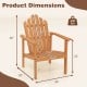 Dimensions of a stackable Adirondack chair made of solid acacia wood, designed for outdoor patio use, supports 400 lbs.