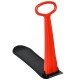 Red 1-rider snow scooter with ergonomic grip handle and slick grooved bottom, ideal for winter fun on slopes and flat.