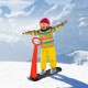 Child on a red 1-rider snow scooter with grip handle, enjoying winter fun on a snowy slope. Suitable for ages 5+.