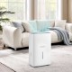 65 pints dehumidifier in white with LED display, placed in a cozy living room for effective humidity control.