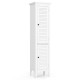 Tall bathroom floor cabinet with shutter doors and adjustable shelf, perfect for space-efficient storage.