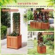 Outdoor wooden raised garden bed with trellis, designed for plants and flowers, perfect for garden or patio use.