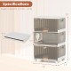 Three-cube stackable storage bin with detachable wheels, featuring a modular design and ample storage for easy.