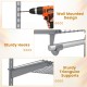 Sturdy triangular supports and hooks of the grey wall-mounted closet organizer for versatile storage solutions.
