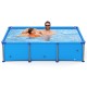 Outdoor family swimming pool with metal frame, 6 ft, featuring durable PVC fabric and easy drainage for backyard fun.