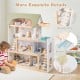 Wooden dollhouse with movable stairs and 33 furniture pieces, designed for interactive pretend play for kids over 3.