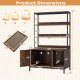 Dimensions of the 57-inch cat litter box enclosure with storage, featuring removable scratcher and ample shelving.