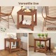2-tier outdoor side table in solid wood with storage shelf, ideal for patio, living room, or as a nightstand.