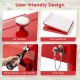 Red portable outdoor patio cooler cart features removable lid, bottle opener, cap catcher, and drain plug for easy use.