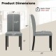 Dimensions of a gray mid-century modern dining chair with rubber wood legs, supporting up to 400 lbs for versatile use.