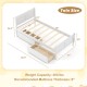 Twin size sleigh bed frame in white with two storage drawers, sturdy wood construction, ideal for bedroom organization.
