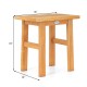 Teak shower bench with solid construction, 18" height and 12" width, perfect for shaving legs or as a side table.