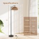 Arc floor lamp with a black pole and hanging shatter-resistant lampshade, 63 inches tall, ideal for living room or.