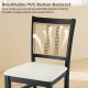 Breathable PVC rattan backrest of a farmhouse dining chair, offering comfort and unique texture for stylish seating.