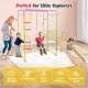 Multicolor 8-in-1 indoor jungle gym with slide, swing, and monkey bars for kids to enhance motor skills and.