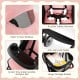 Toddler travel stroller in pink featuring a 5-point safety harness, adjustable backrest, and large storage basket.