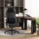 Ergonomic high back computer chair in black with adjustable headrest and lumbar pillow, perfect for home office use.